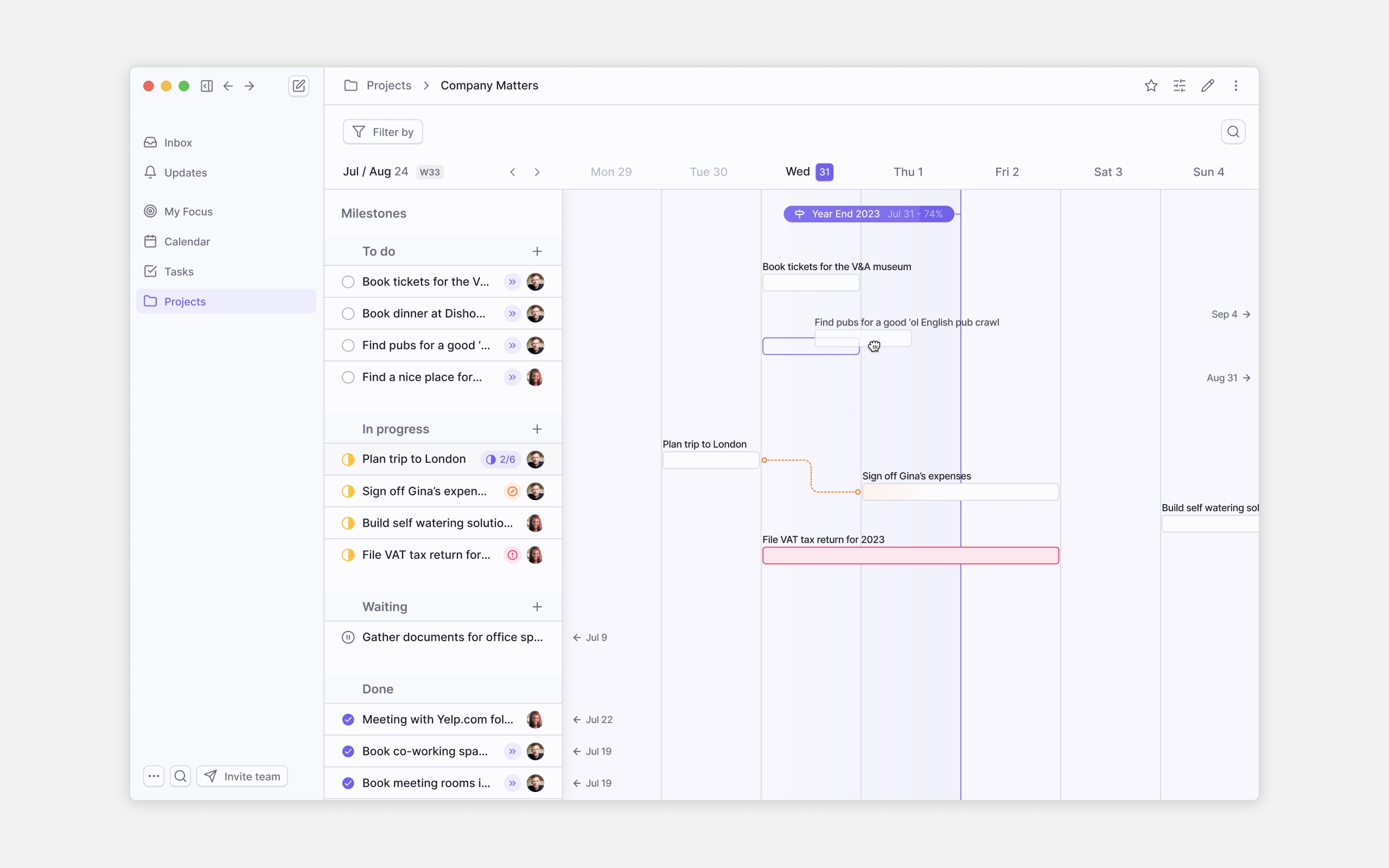 Rise 2024 - Projects timeline view